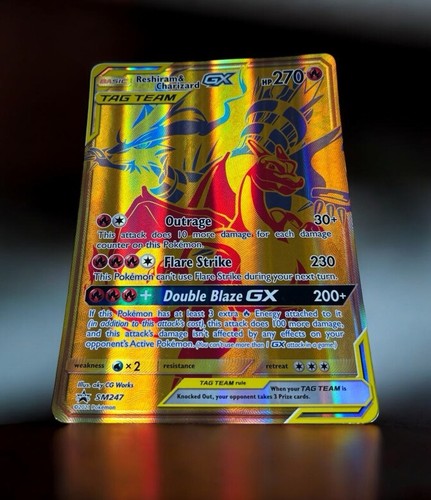 Carta Pokemon Jumbo - Reshiram & Charizard GX - SM247 - Promo Stella Nera - Foto 2 di 3
