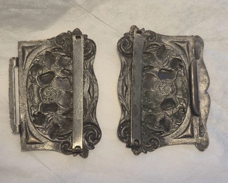 Art Nouveau Late 1800s Two Part Sash Buckle Repose Floral Leaves Vines Antique - Image 4 of 4