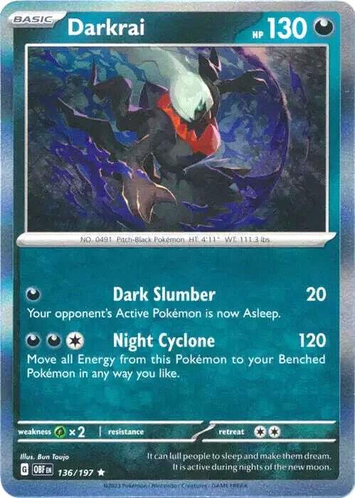 Darkrai Holo Rare Pokemon TCG Card 136/197