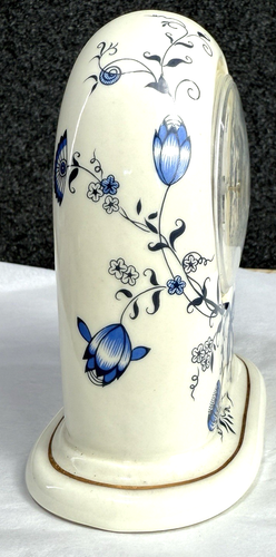 VINTAGE JONAL QUARTZ MANTLE CLOCK Blue Floral Delft Style Pattern Works Great - Picture 5 of 13
