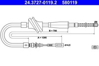 ATE 24.3727-0119.2 Seilzug, Feststellbremse FüR Audi