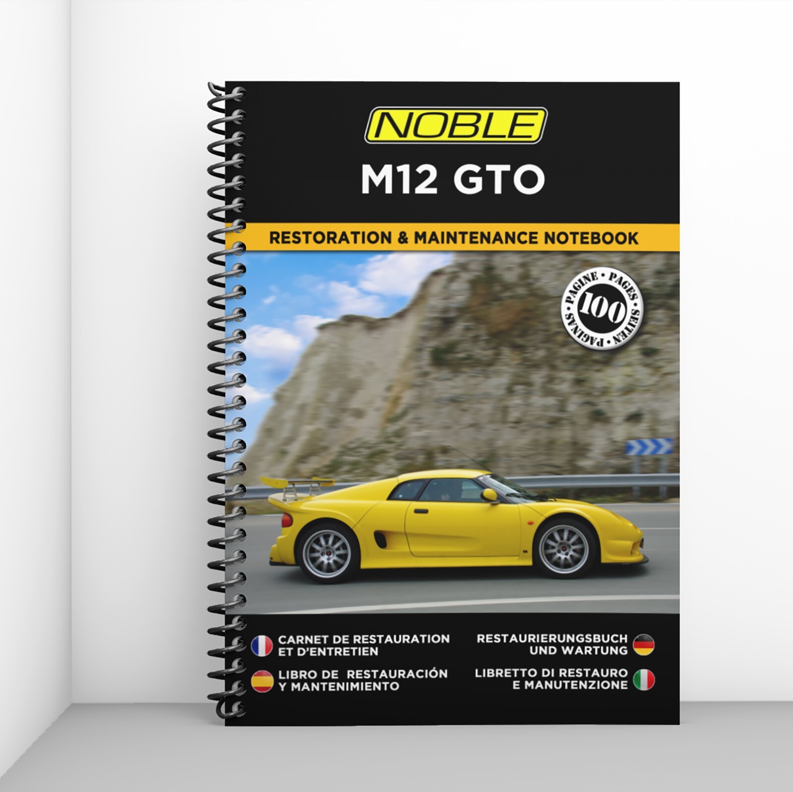 Carnet de restauration haut de gamme Noble M12 GTO broché pour passionné d'automobile