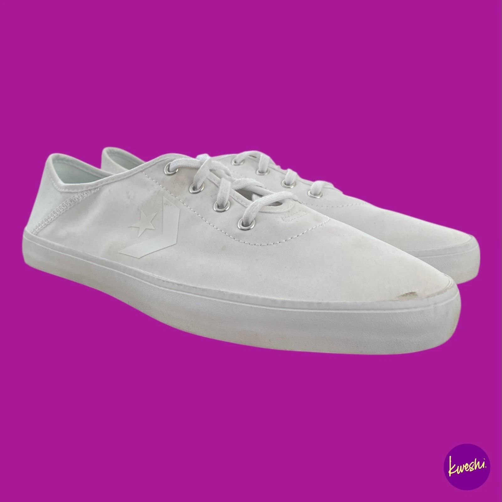CONVERSE Scarpe da Ginnastica Donna Costa Morbida Tela Pesca Bianco UK 6.5 EU 40.5 (P5)