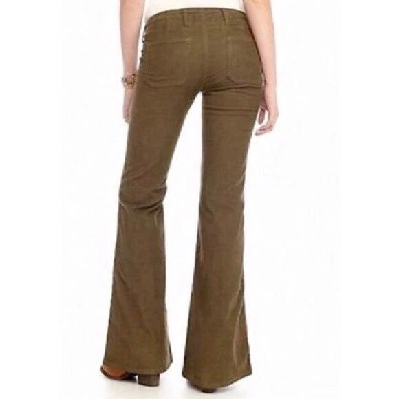 Olive Corduroy Flare Pants