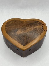 Hand Carved Wooden HEART Puzzle Box Wood Art Secret Compartment Vietnam