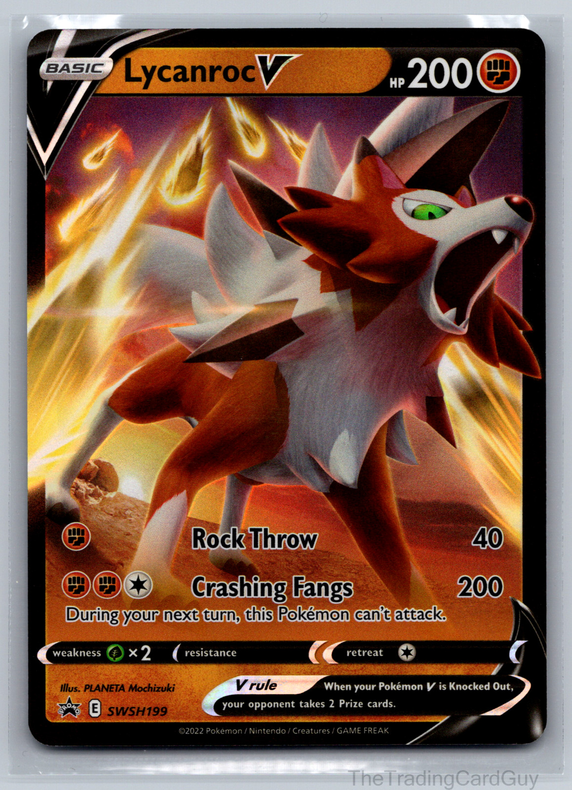 Lycanroc V SWSH199 - Sword & Shield Promo - Full Art Holo - Pokemon - NM