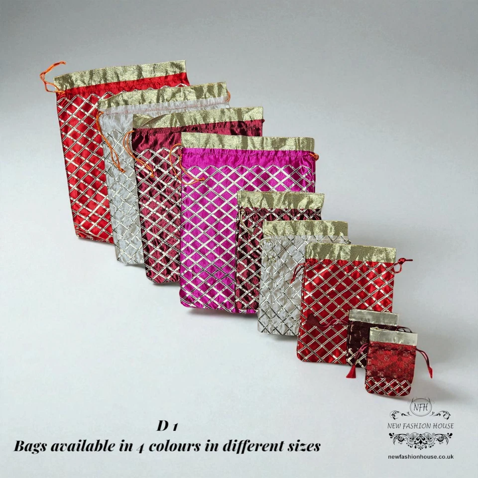 NEW FASHION HOUSE Pack of Traditional indian storage bag designs for wedding, Gifts and more
