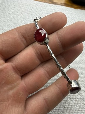 Unikat 925 Sterling Silber rund Rubin Armband 14,5 g