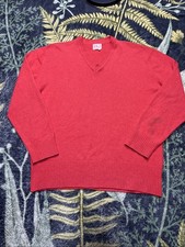 VTG Mens L N Peal Londom Red Vneck Sweater 100 Pure Cashmere Made In Soctland