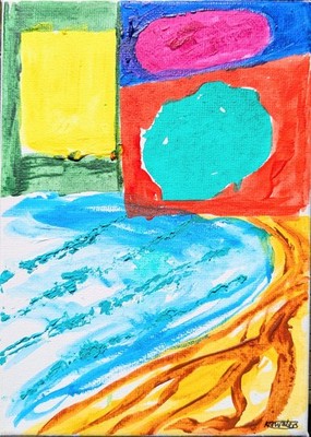 LYME REGIS ABSTRAKTE MEERLANDSCHAFT NIGEL WASSER ORIGINAL ACRYL GEMÄLDE SIGNIERT