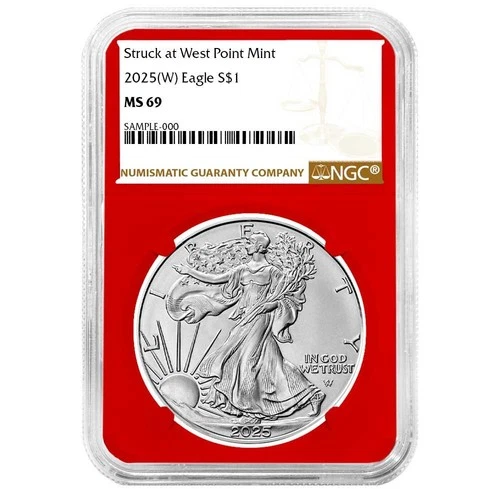 2025 (W) $1 American Silver Eagle NGC MS69 Brown Label Red Core