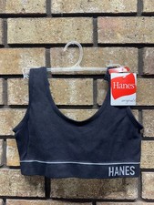 NWT Hanes Seamless Rib Crop Bralette, Wireless Scoop Pullover ComfortFlex Fit, M