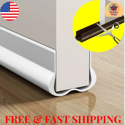 Under Door Bottom Seal Strip Stopper Adjustable Twin Door Draft Guard Soundproof