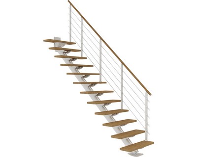 Pertura Mittelholmtreppe Zelos Weiß Gerade 75 cm Eiche Lackiert 13 Stufen / 14 S