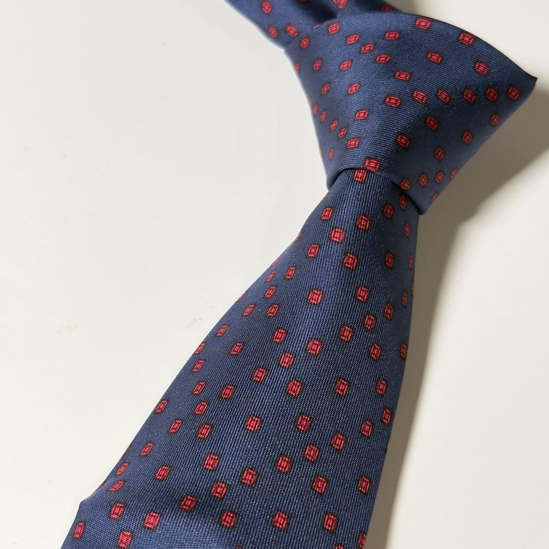 Excellent Condition HERMES  Small Pattern Navy Tie - image 2