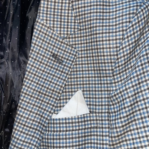Veste à carreaux Alba Blazer marron et bleu 40L, poches encore semées fermées. AMAZG - Photo 4/20