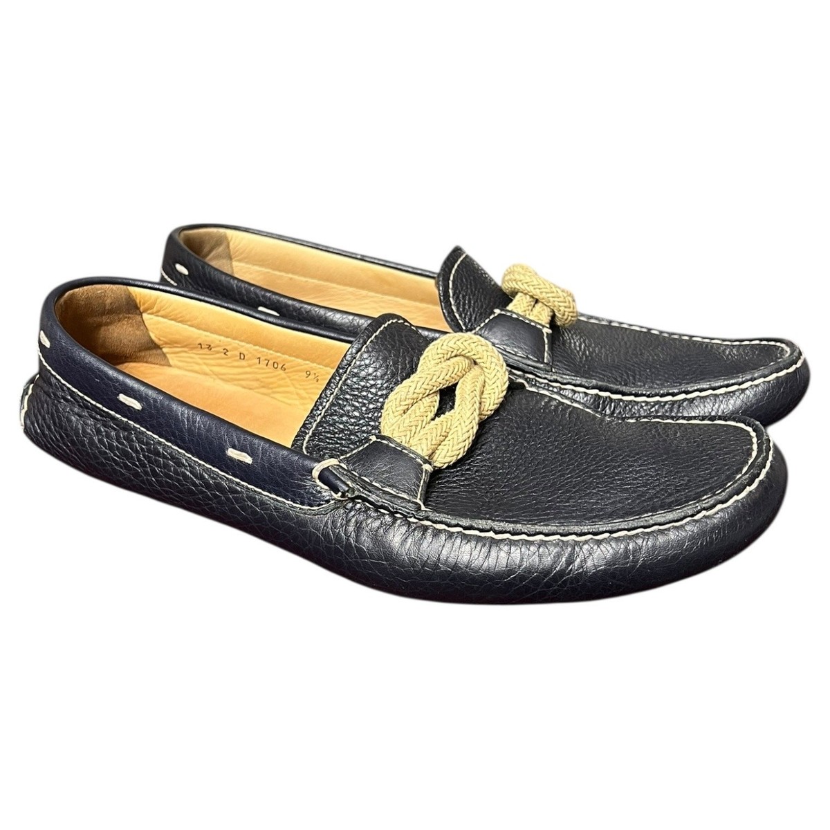 Prada Sport Deep Navy Blue Leather Driver Loafers Toggle Lace Italy Size 5.5 PRADA Suede Driver Shoes Loafer Shoes - 2DD001 Navy Blue  main image 2