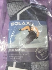 1 Pairs Solax Sk Li Socks Men Merino Wool Blend Socks Black/Grey Large 