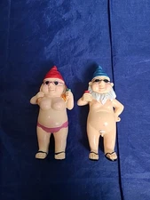 2 PCS Garden Gnome Naked Nude Gnomes Drinking Naughty Garden Ornament Statue