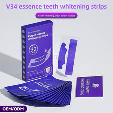 V34 Purple Instant Teeth Whitening Strips Color Correcting Stain Removal 14 Pcs