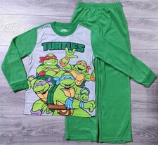 Teenage Mutant Ninja Turtle Pajamas Boys Large 10-12 Green PJ Shirt Pant Gift