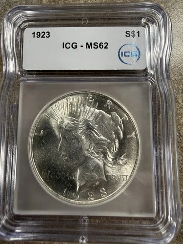 1923 Philadelphia Peace Silver Dollar Coin ICG MS62 Beautiful Luster #1
