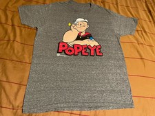 Vintage POPEYE THE SAILOR MAN T Shirt Large Gray Cartoon Olive Oyl Bluto Tee Luv