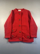 Vintage Rosanna Sweater Womens Medium Shetland Wool Cardigan Gold Buttons 50s