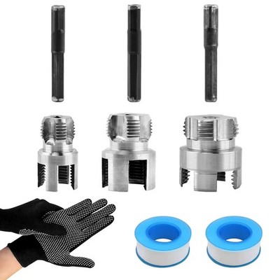 3PCS PVC Pipe Threader Kit, Integrated Internal & External Pipe Threading Too...