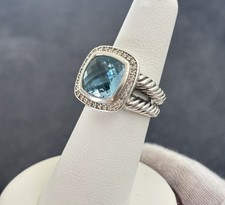 David Yurman 11mm Albion Ring with Blue Topaz Diamonds 6