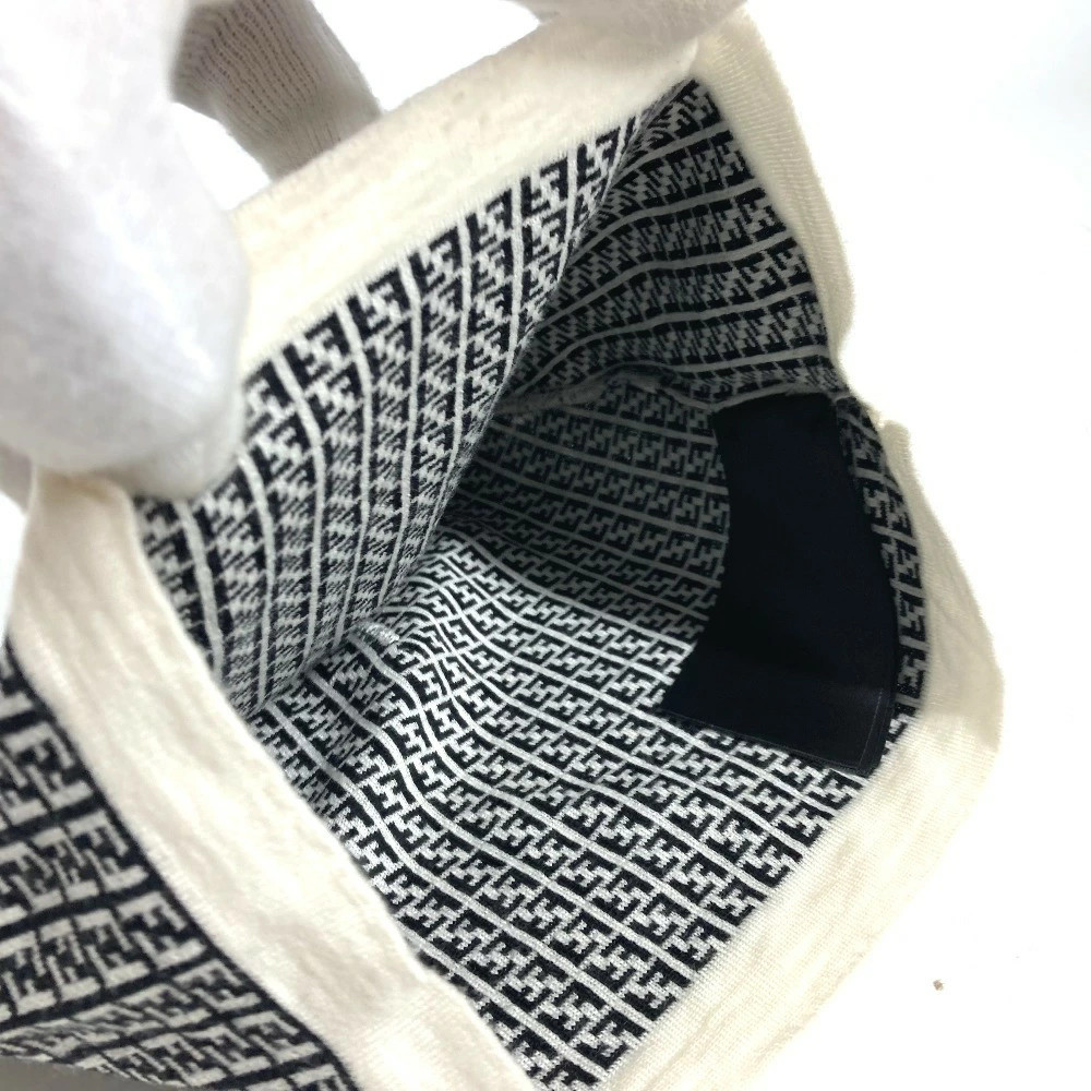 FENDI FXQ056 Zucca Logo Beanie Hat Knit Cap Knit Cap Wool Women's Black thumbnail 8