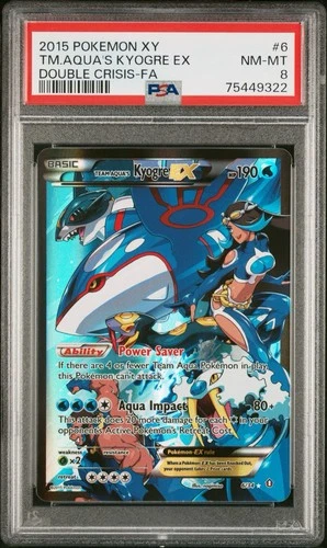 2015 POKEMON XY DOUBLE CRISIS #6 FULL ART/TEAM AQUA'S KYOGRE EX PSA 8