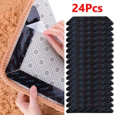 24 Pcs Carpet Mat Adhesive Grippers Non Slip Rubber Rug Stickers Reusable Tape