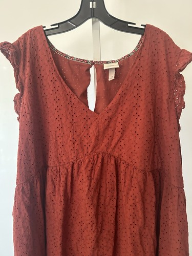 Knox Rose Damen Größe 4X Ösen Burnt Orange kurzes Kleid V-Ausschnitt Boho ärmellos - Bild 4 von 20