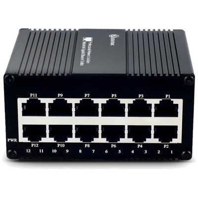 12-Port Mini Gigabit Netzwerk Switch, DIN-Rail Industrial, Unmanaged Ethernet...