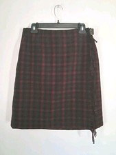Eddie Bauer Plaid Wool Skirt w/ Fringe Sz 10 Preppy Schoolgirl NEW With Tags