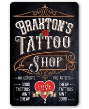 Tin Metal Sign Tattoo Shop Great Tattoo Shop Studio Decor Custom 8x12
