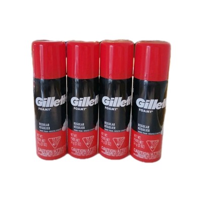 4 Gillette Foamy Regular Shaving Cream Mousse 2 oz Each New Travel
