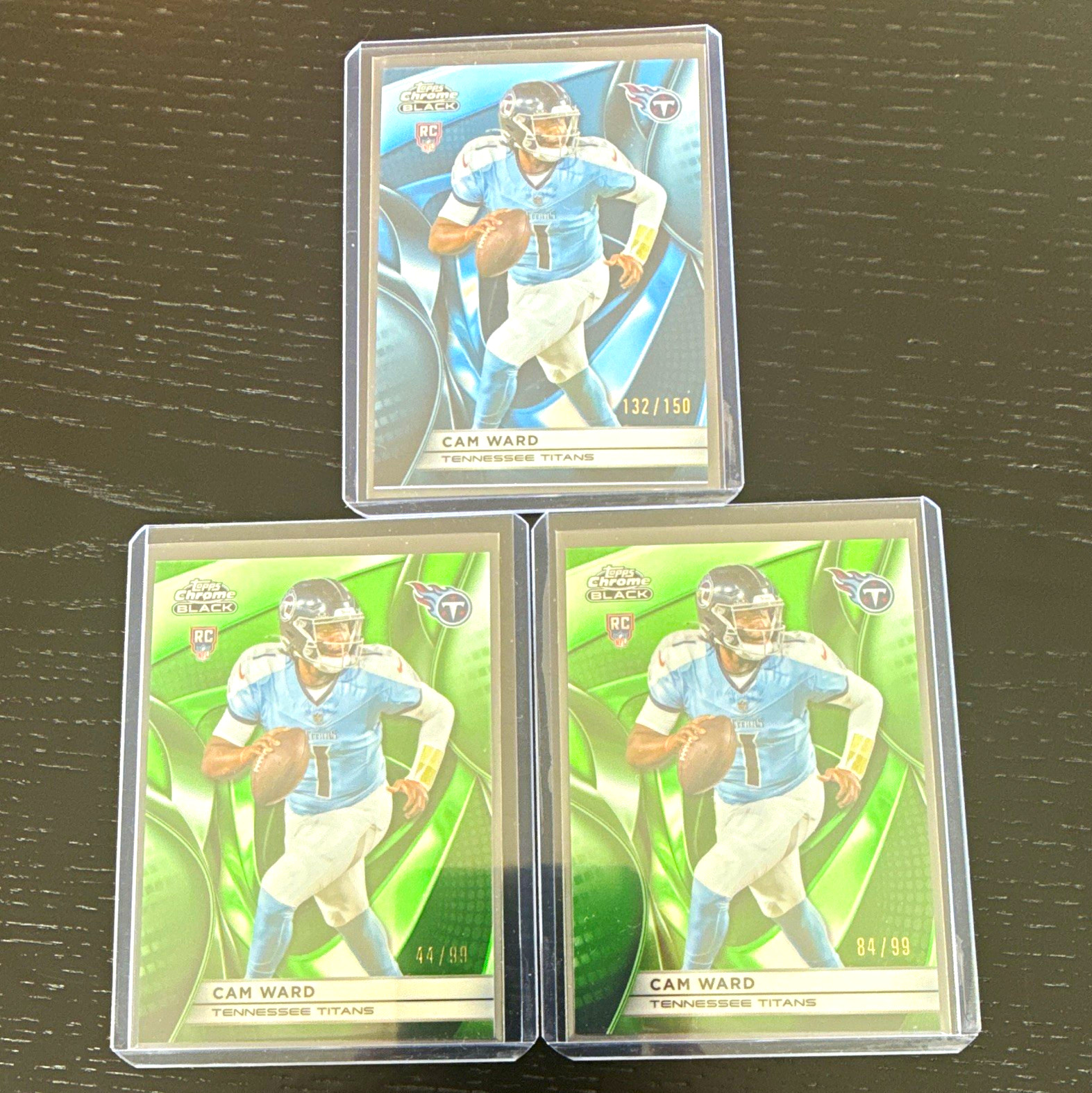 Topps Chrome Black 2025 Cam Ward RC #74 Titans 3-Card Lot 132/150 44/99 84/99