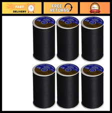 Dual Duty All Purpose Thread 400 Yards Black - 6 Pack, Heavy-Duty Sewing Supplie