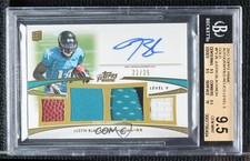 2012 Topps Prime Level V Relics Gold /25 Justin Blackmon BGS 9.5 Rookie Auto RC