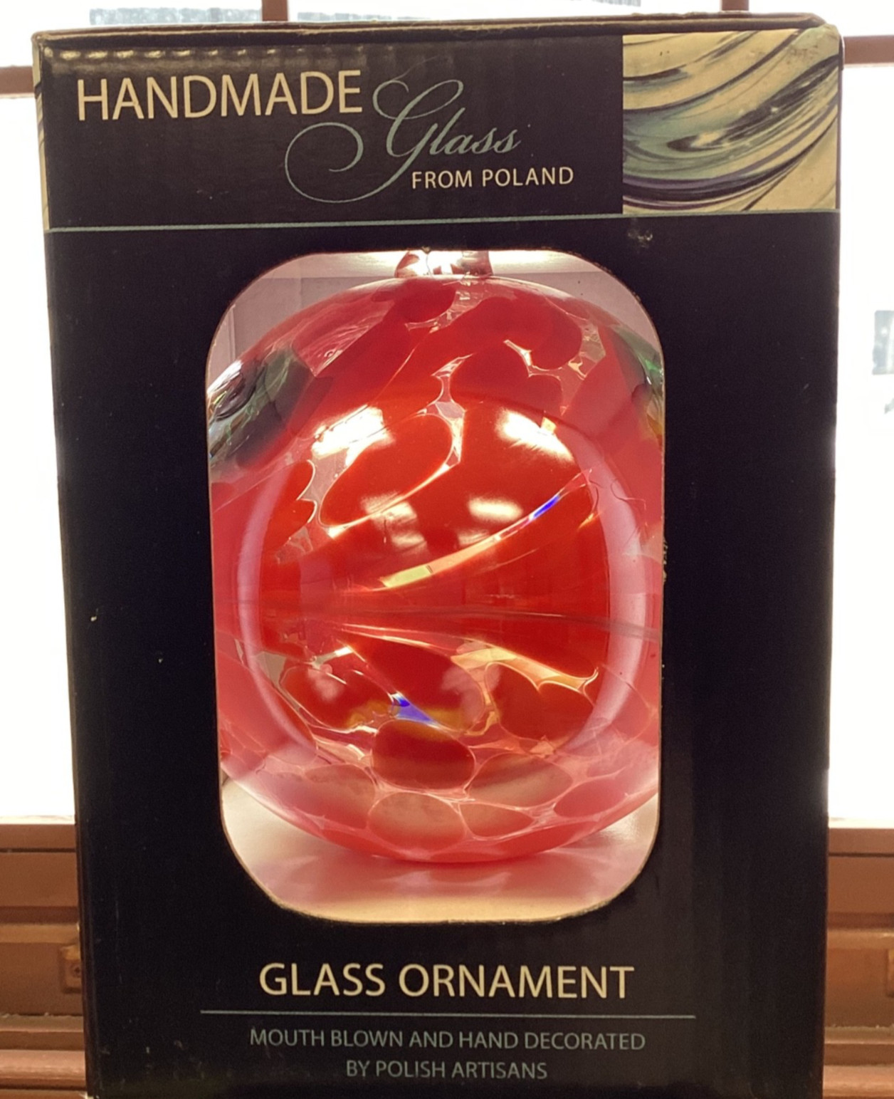 Lot 3 Zorza Hand Made Glass Ornament From Poland Mouth Blown 4” Blue Green Red