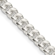 Sterling Silver 5mm Domed with Side Diamond-cut Curb Chain Necklace 18" 30.64gm
