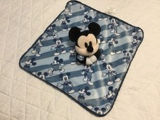Disney Baby Mickey Mouse Blue Velour Security Blanket Lovey 14" Mickey Print