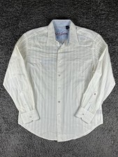 Robert Graham White Long Sleeve Button Up Blue Floral Back Embroidery Mens L