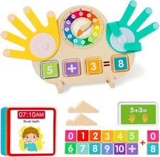 Educational 2 in 1 Math Manipulatives Number Counting Blocks Teaching Clock fo