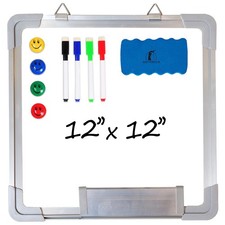 Whiteboard Set - 12 x 12 in Dry Erase Board with 1 Magnetic Dry Eraser, 4 Dry...