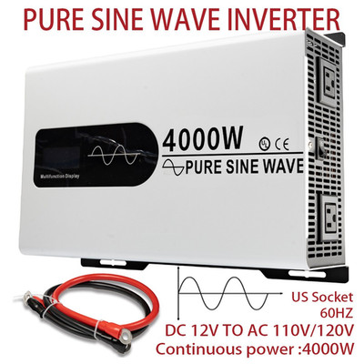 4000W 8000W 12V DC to 120V AC Pure Sine Wave Inverter Voltage Converter - LED