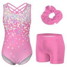 Gymnastics Leotards for Girls Size 9-10 Pink Ballet Dance Gym Tumbling Outfit...