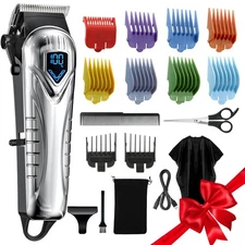 Professional Hair Clippers Low Noise Cordless Hair Cutting Kit & 10 Color Combs
